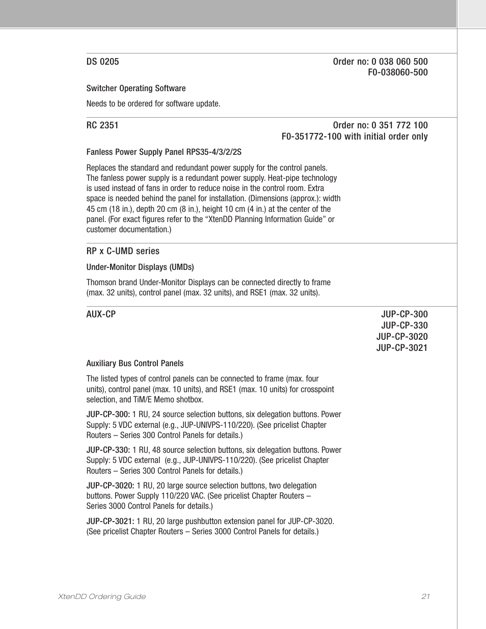 Grass Valley XtenDD Ordering Guide User Manual | Page 21 / 56