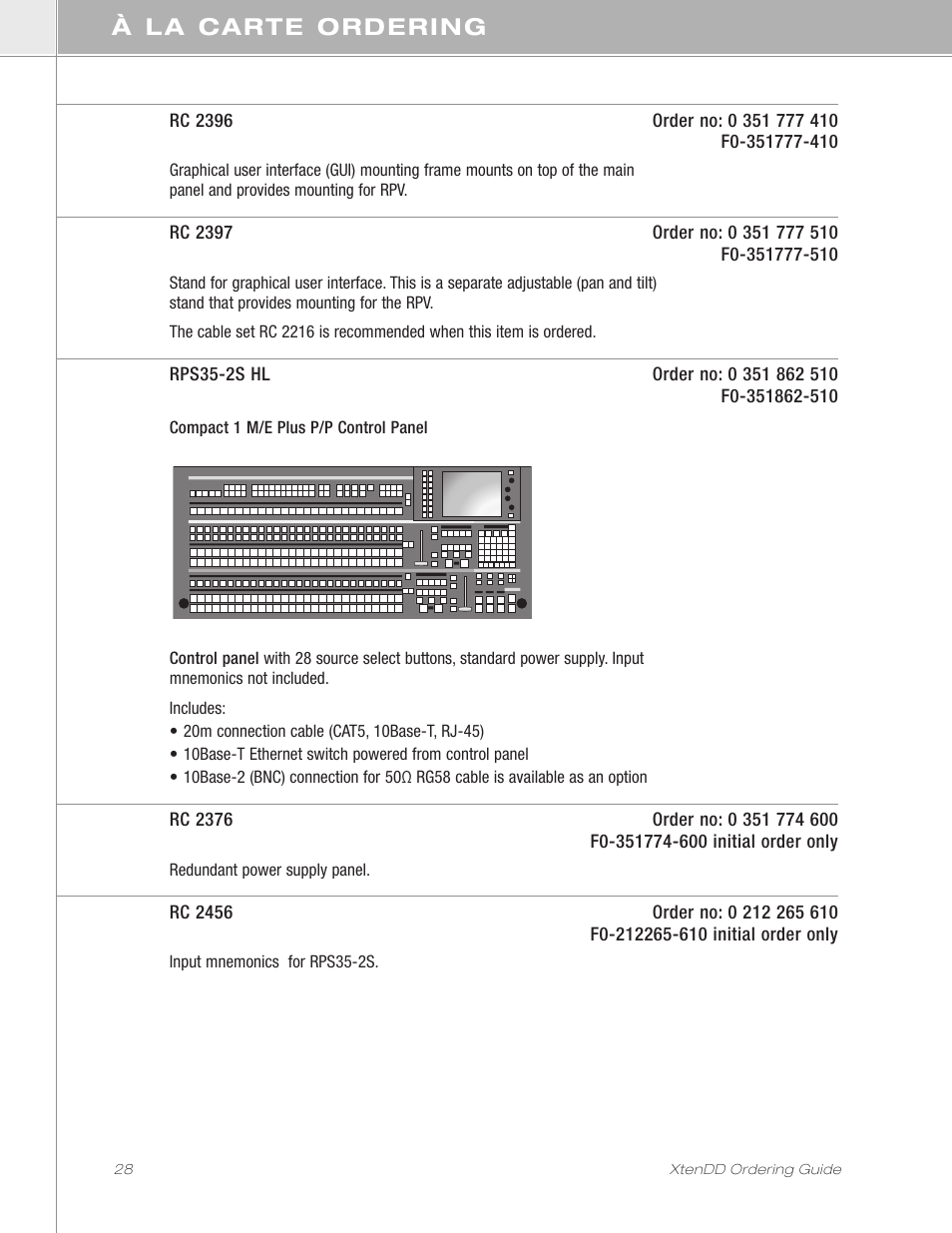 À la carte ordering | Grass Valley XtenDD Ordering Guide User Manual | Page 28 / 56