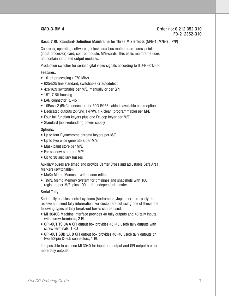 Grass Valley XtenDD Ordering Guide User Manual | Page 31 / 56