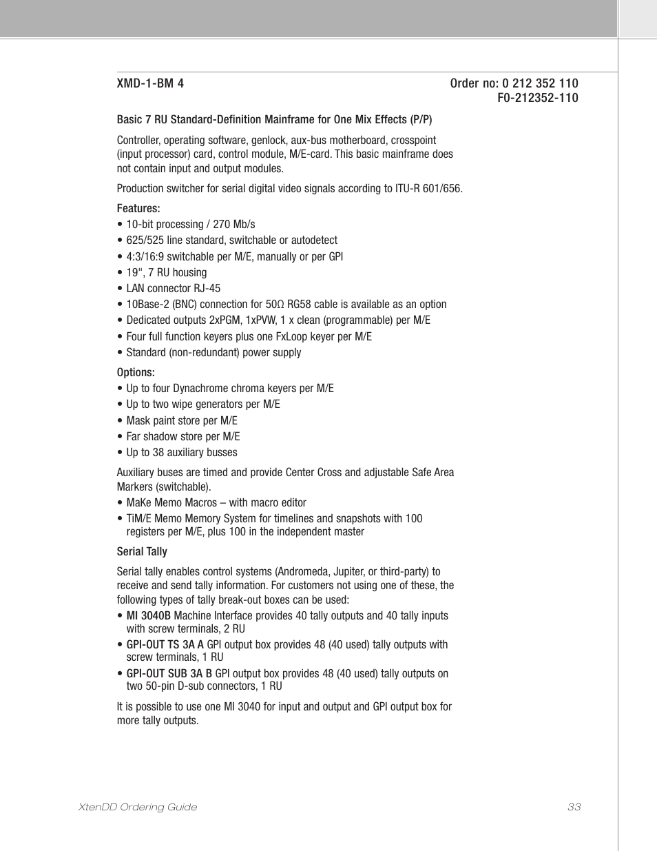 Grass Valley XtenDD Ordering Guide User Manual | Page 33 / 56