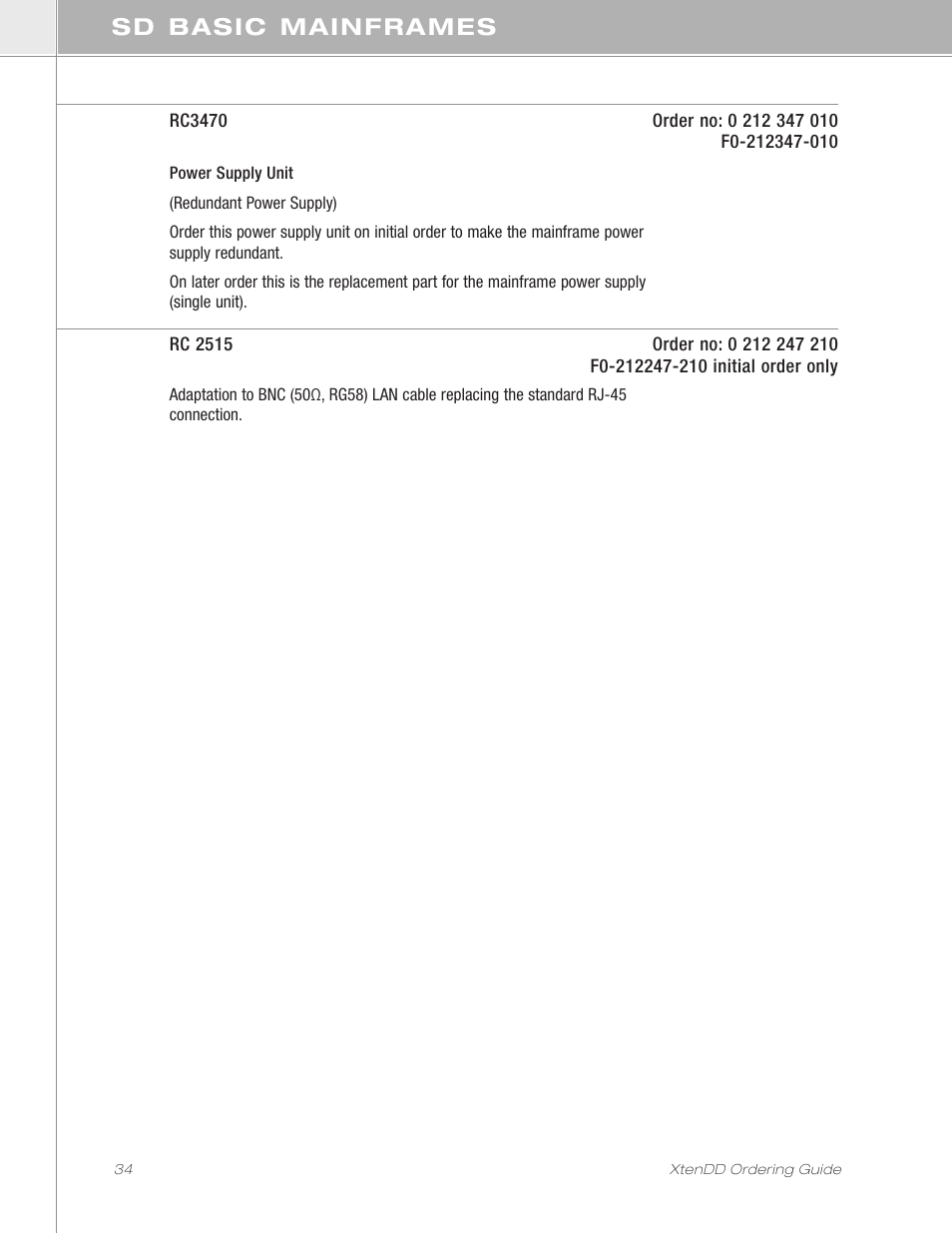Sd basic mainframes | Grass Valley XtenDD Ordering Guide User Manual | Page 34 / 56