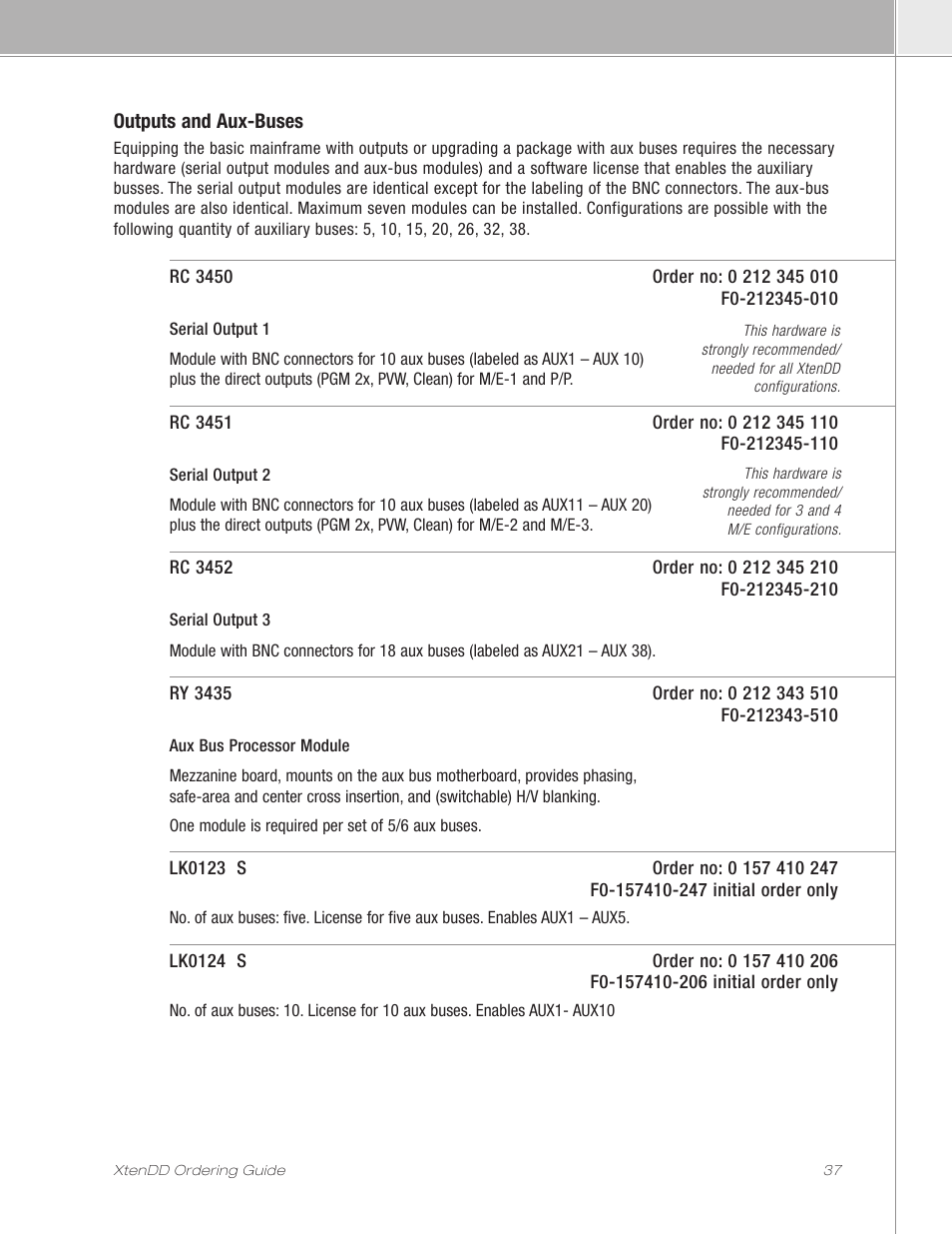 Grass Valley XtenDD Ordering Guide User Manual | Page 37 / 56