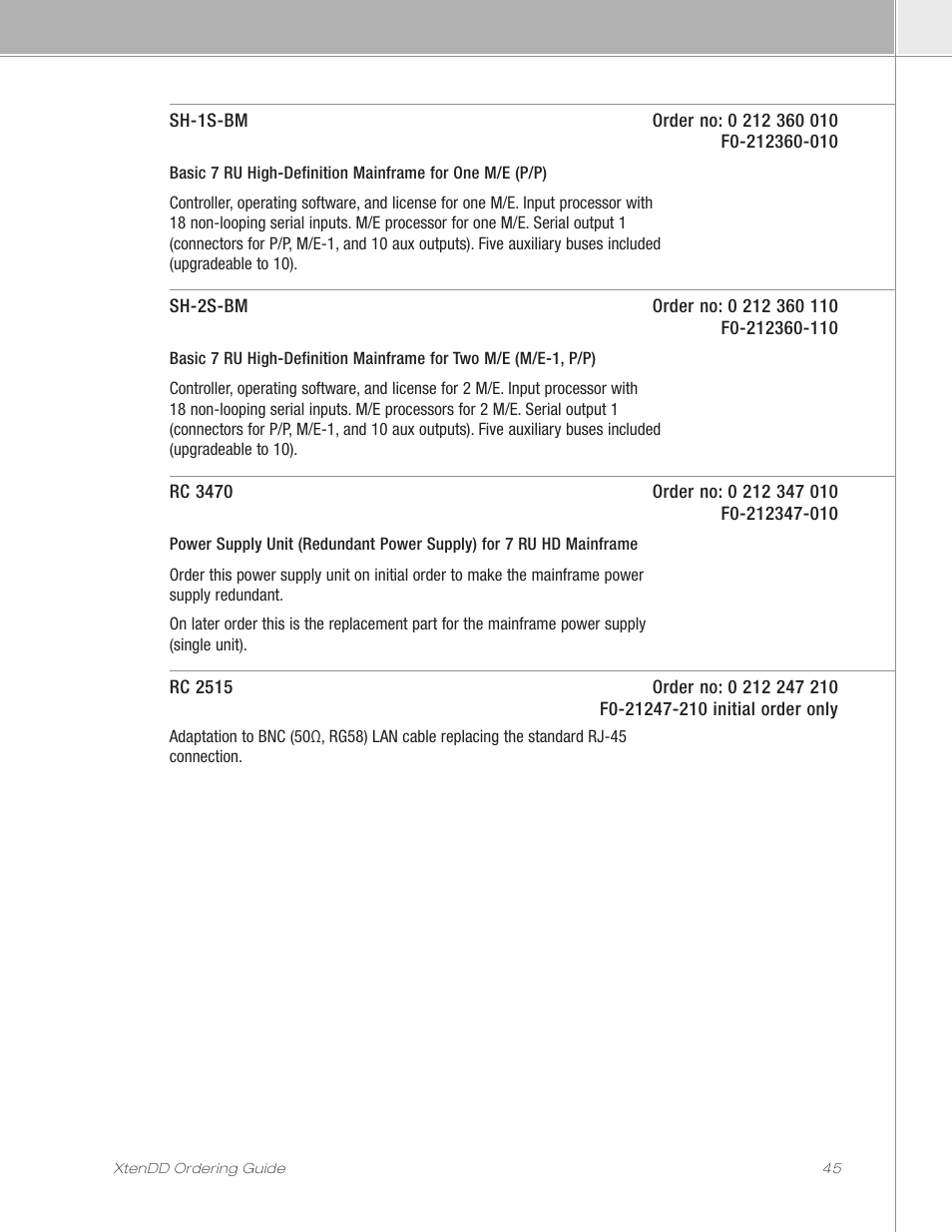 Grass Valley XtenDD Ordering Guide User Manual | Page 45 / 56