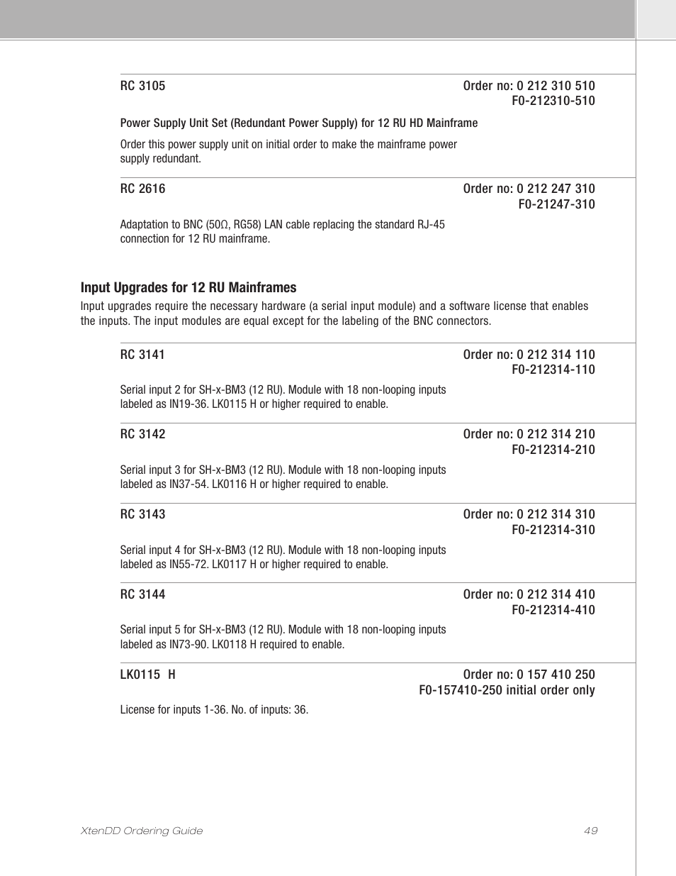 Grass Valley XtenDD Ordering Guide User Manual | Page 49 / 56