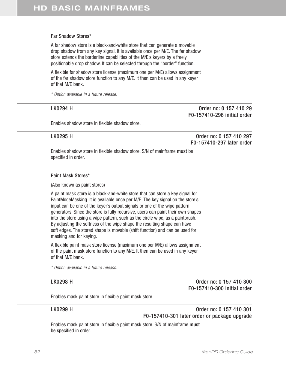 Hd basic mainframes | Grass Valley XtenDD Ordering Guide User Manual | Page 52 / 56