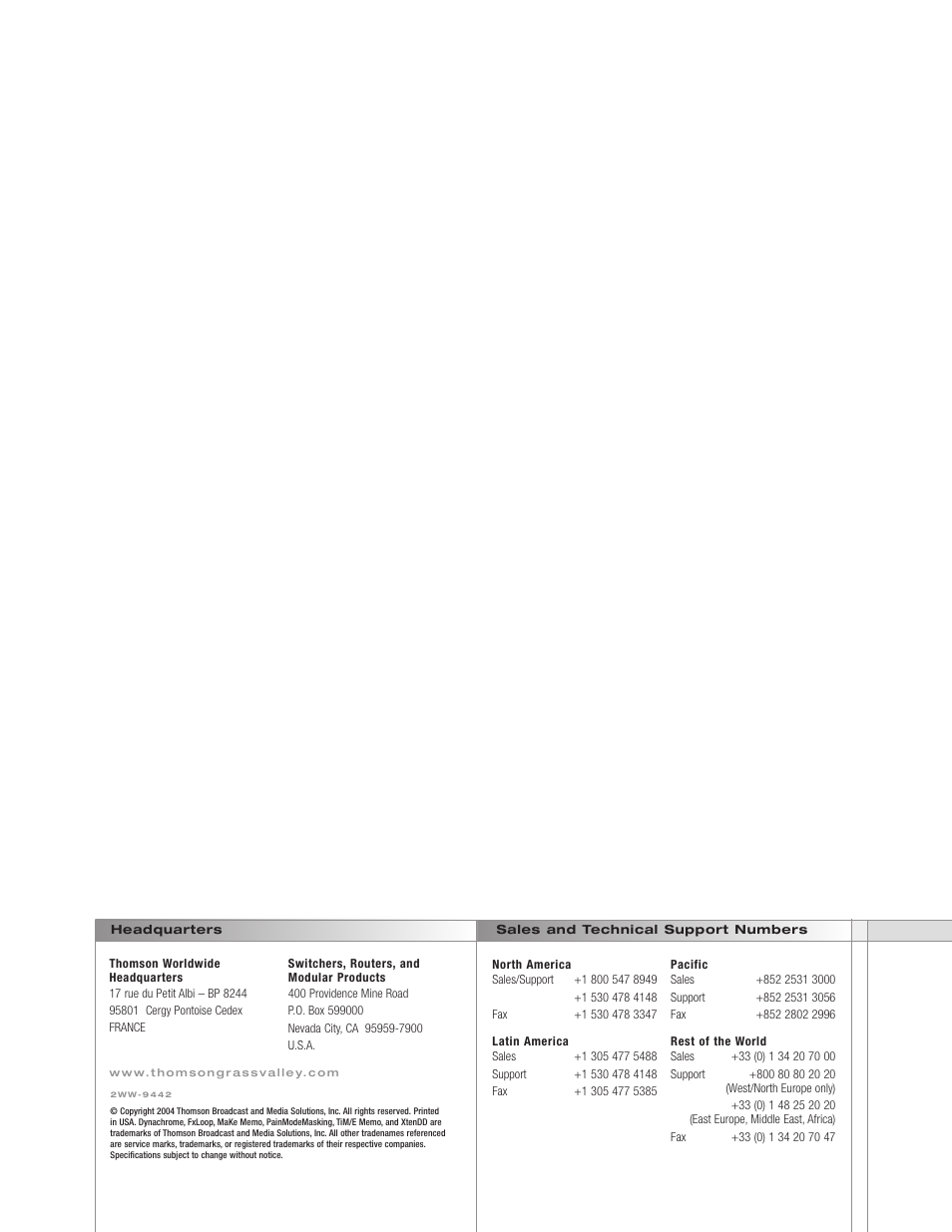 Grass Valley XtenDD Ordering Guide User Manual | Page 56 / 56
