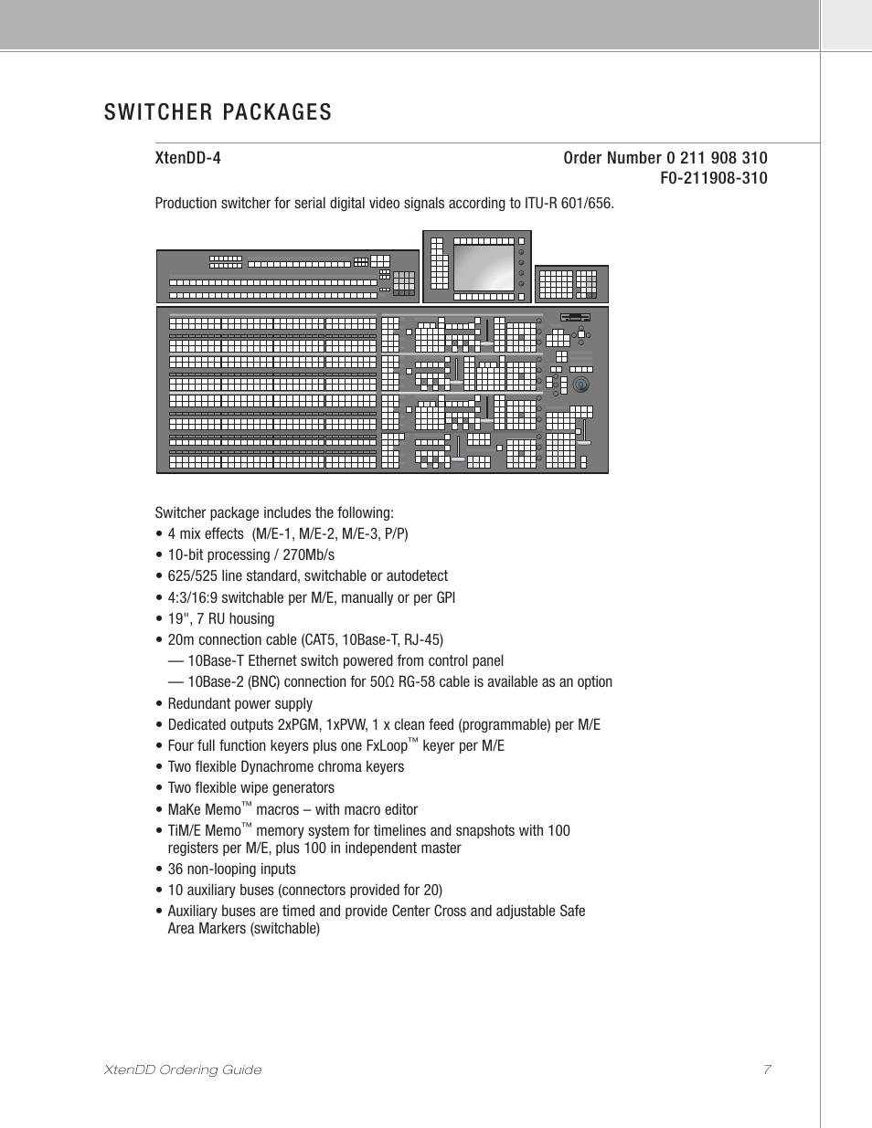 Switcher packages | Grass Valley XtenDD Ordering Guide User Manual | Page 7 / 56