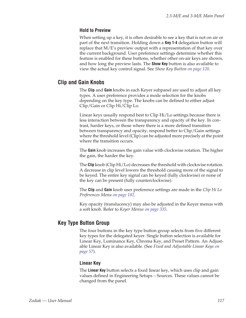 Clip and gain knobs, Key type button group | Grass Valley Zodiak v.6.0 Mar 15 2006 User Manual | Page 117 / 494