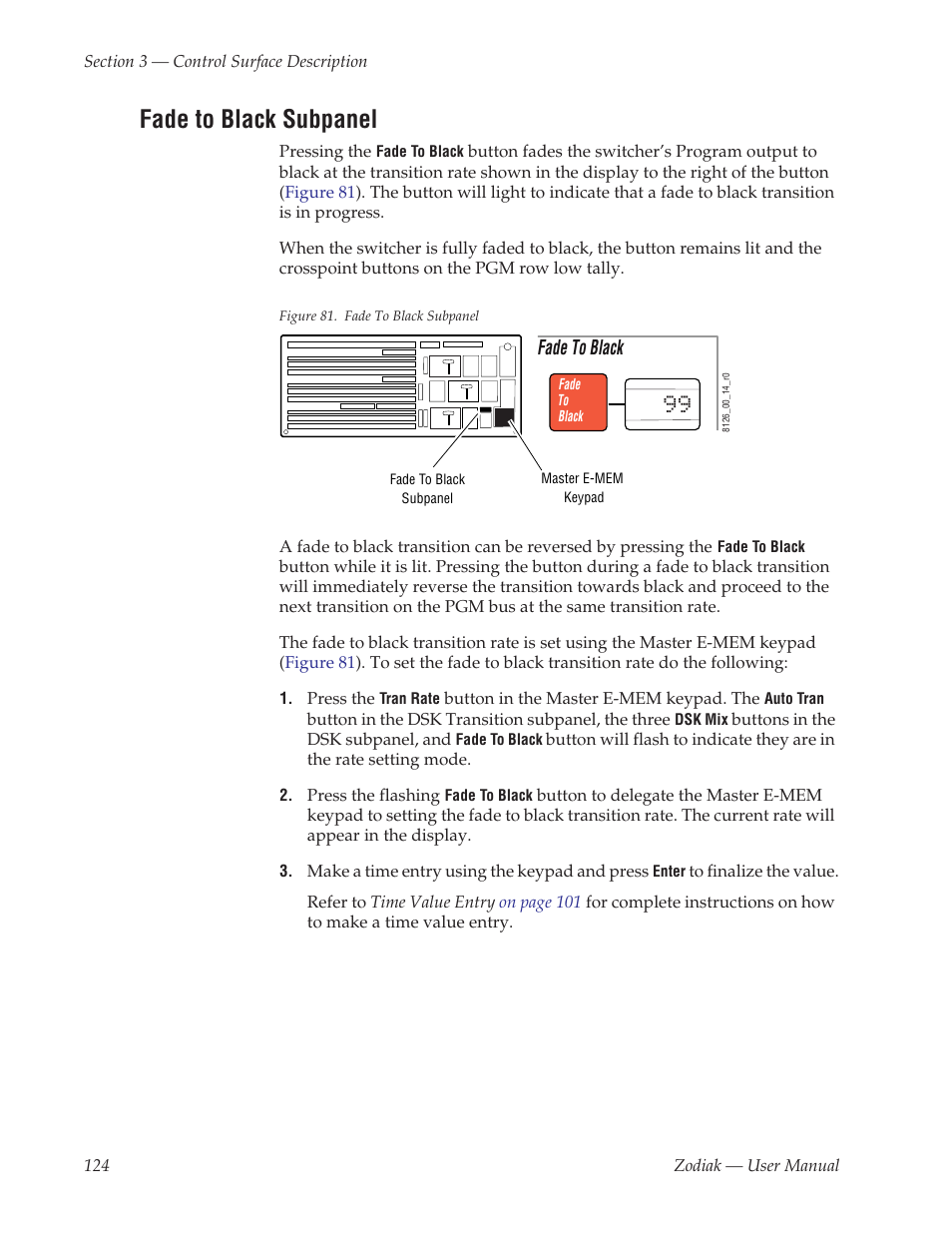 Fade to black subpanel | Grass Valley Zodiak v.6.0 Mar 15 2006 User Manual | Page 124 / 494