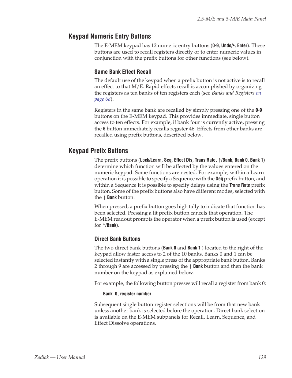 Keypad numeric entry buttons, Keypad prefix buttons | Grass Valley Zodiak v.6.0 Mar 15 2006 User Manual | Page 129 / 494