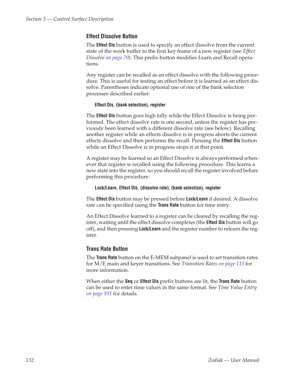 Trans rate, Button | Grass Valley Zodiak v.6.0 Mar 15 2006 User Manual | Page 132 / 494