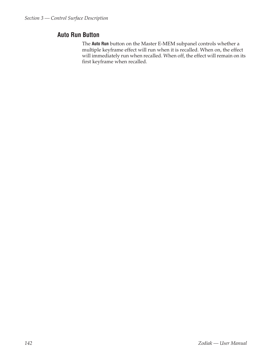 Auto run button | Grass Valley Zodiak v.6.0 Mar 15 2006 User Manual | Page 142 / 494