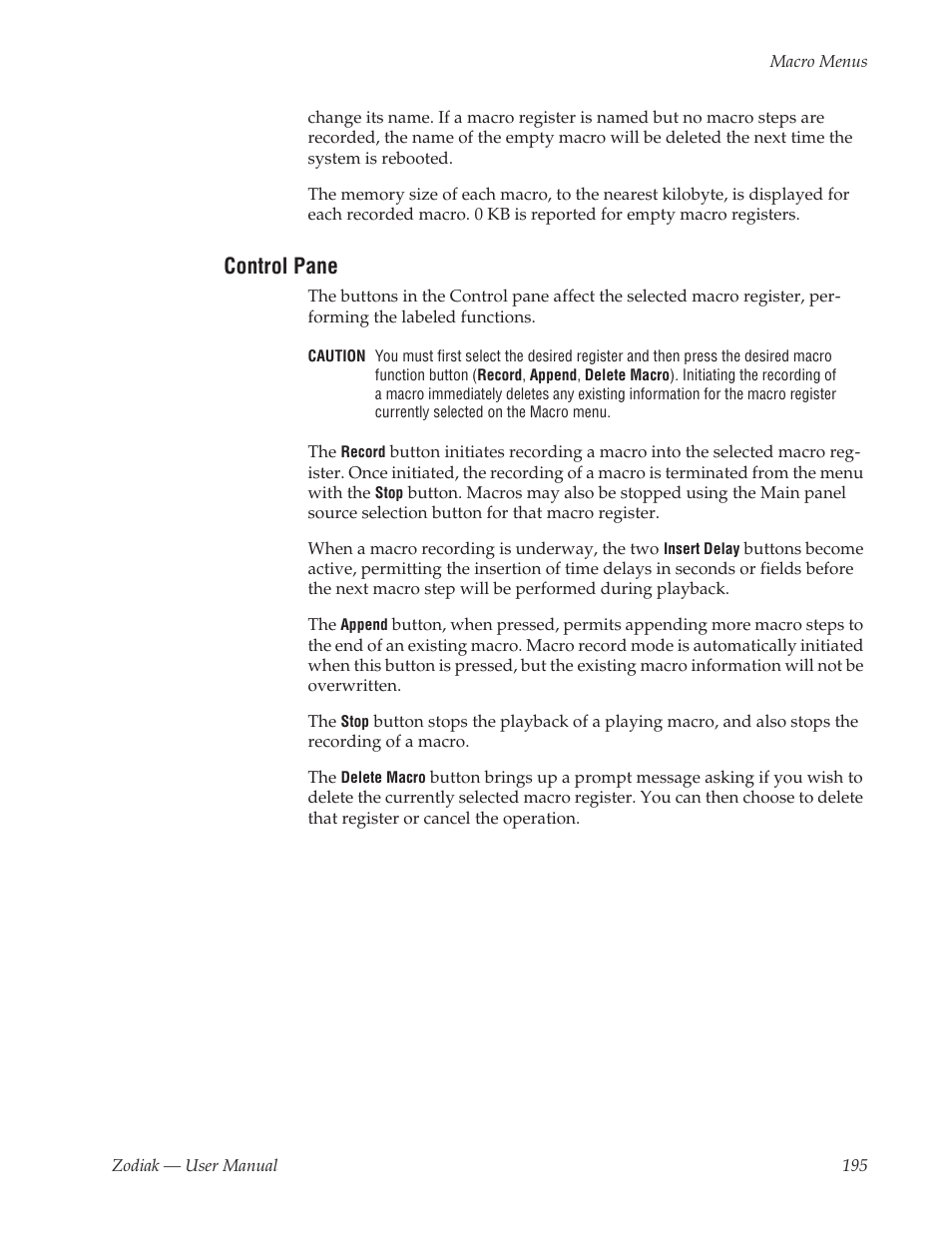 Control pane | Grass Valley Zodiak v.6.0 Mar 15 2006 User Manual | Page 195 / 494