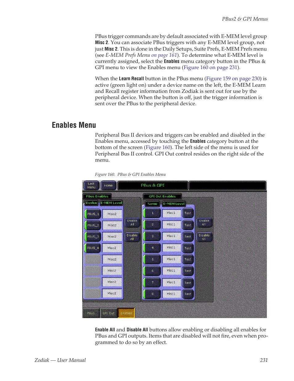 Enables menu | Grass Valley Zodiak v.6.0 Mar 15 2006 User Manual | Page 231 / 494