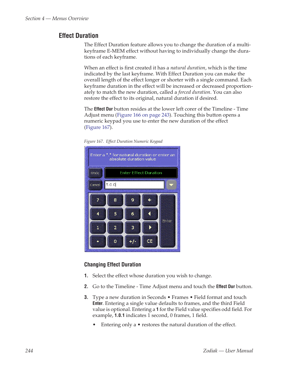 Effect duration | Grass Valley Zodiak v.6.0 Mar 15 2006 User Manual | Page 244 / 494