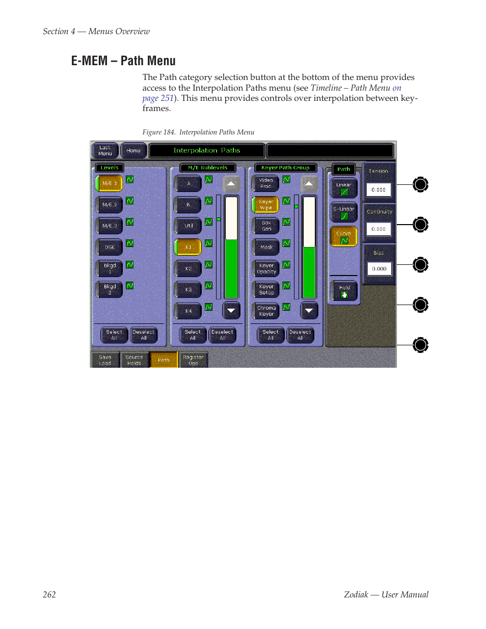 E-mem - path menu, E-mem – path menu | Grass Valley Zodiak v.6.0 Mar 15 2006 User Manual | Page 262 / 494