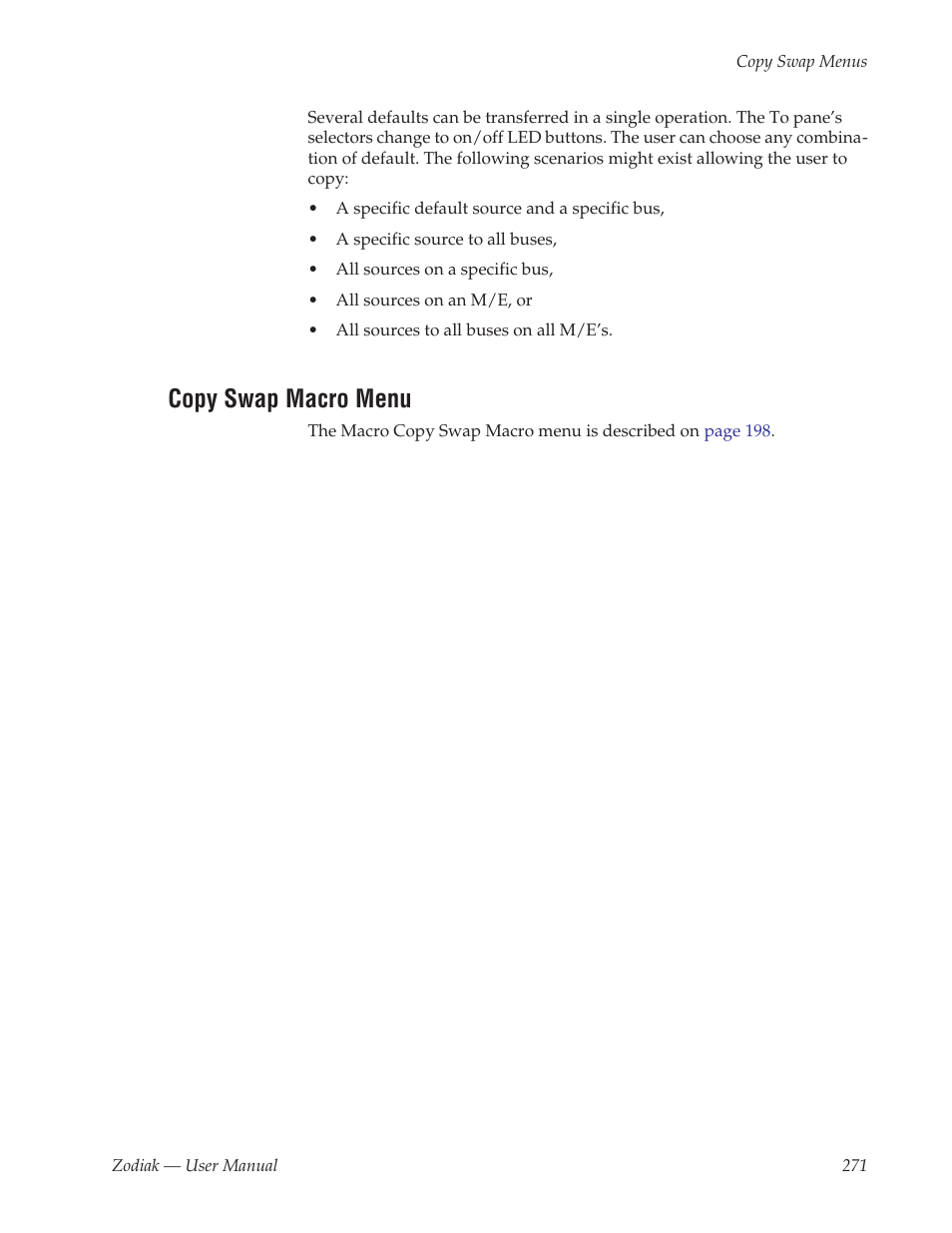 Copy swap macro menu | Grass Valley Zodiak v.6.0 Mar 15 2006 User Manual | Page 271 / 494