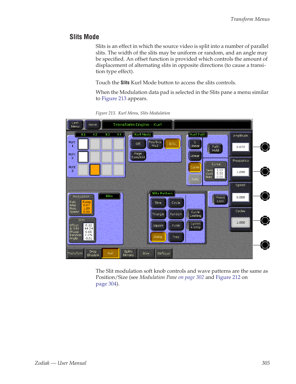 Slits mode | Grass Valley Zodiak v.6.0 Mar 15 2006 User Manual | Page 305 / 494