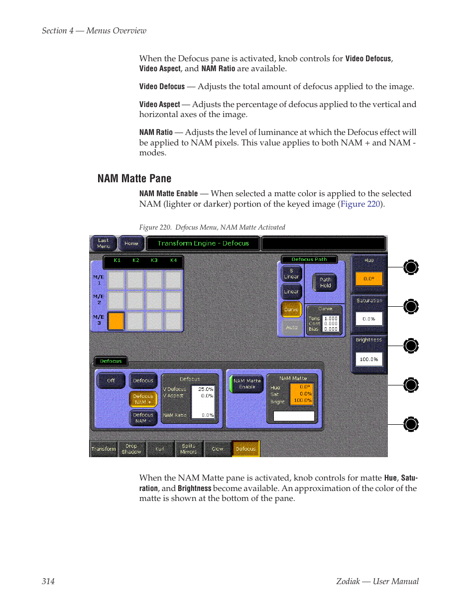Nam matte pane | Grass Valley Zodiak v.6.0 Mar 15 2006 User Manual | Page 314 / 494