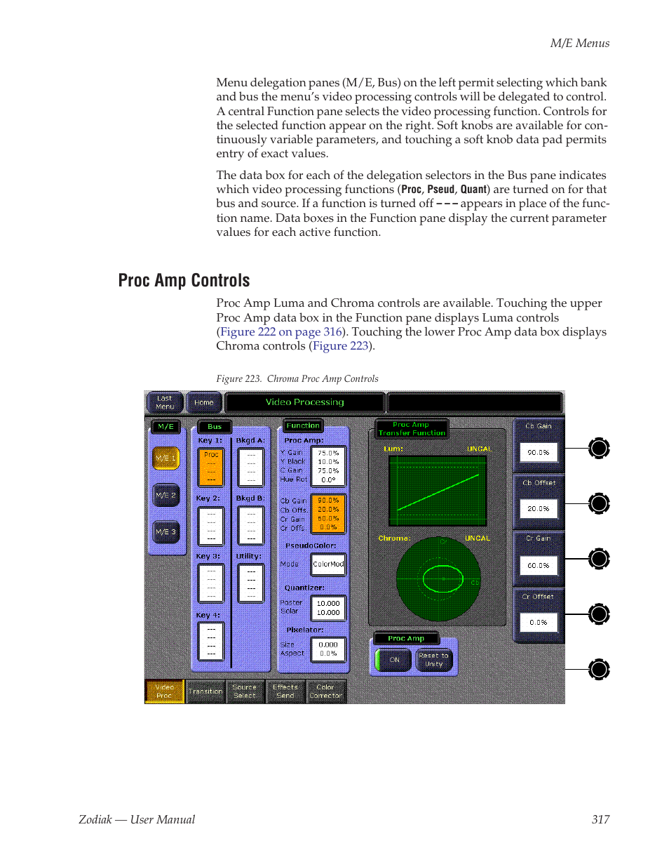 Proc amp controls | Grass Valley Zodiak v.6.0 Mar 15 2006 User Manual | Page 317 / 494