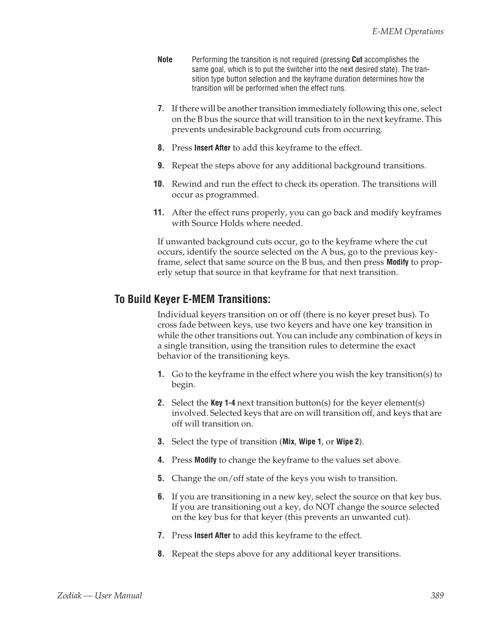To build keyer e-mem transitions | Grass Valley Zodiak v.6.0 Mar 15 2006 User Manual | Page 389 / 494
