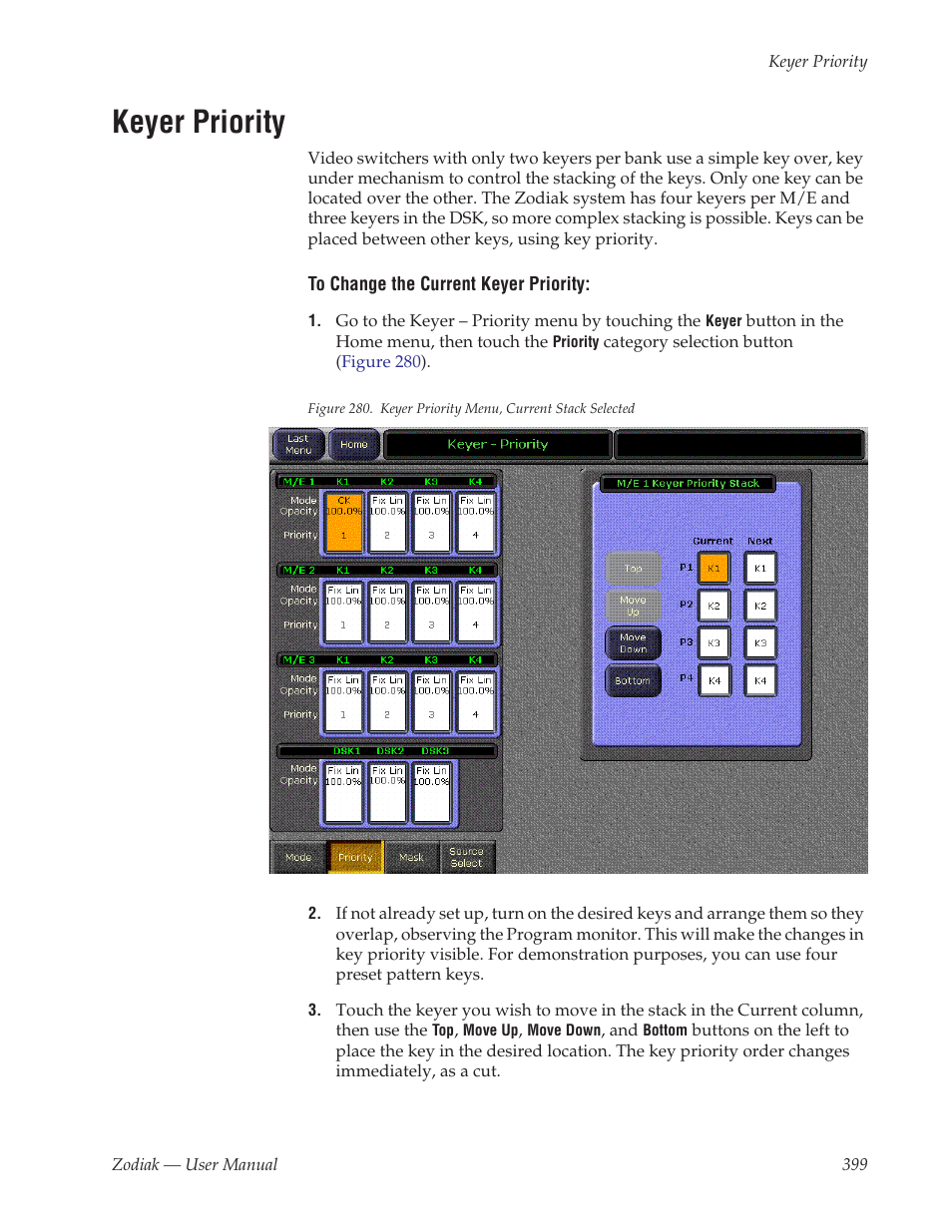 Keyer priority | Grass Valley Zodiak v.6.0 Mar 15 2006 User Manual | Page 399 / 494