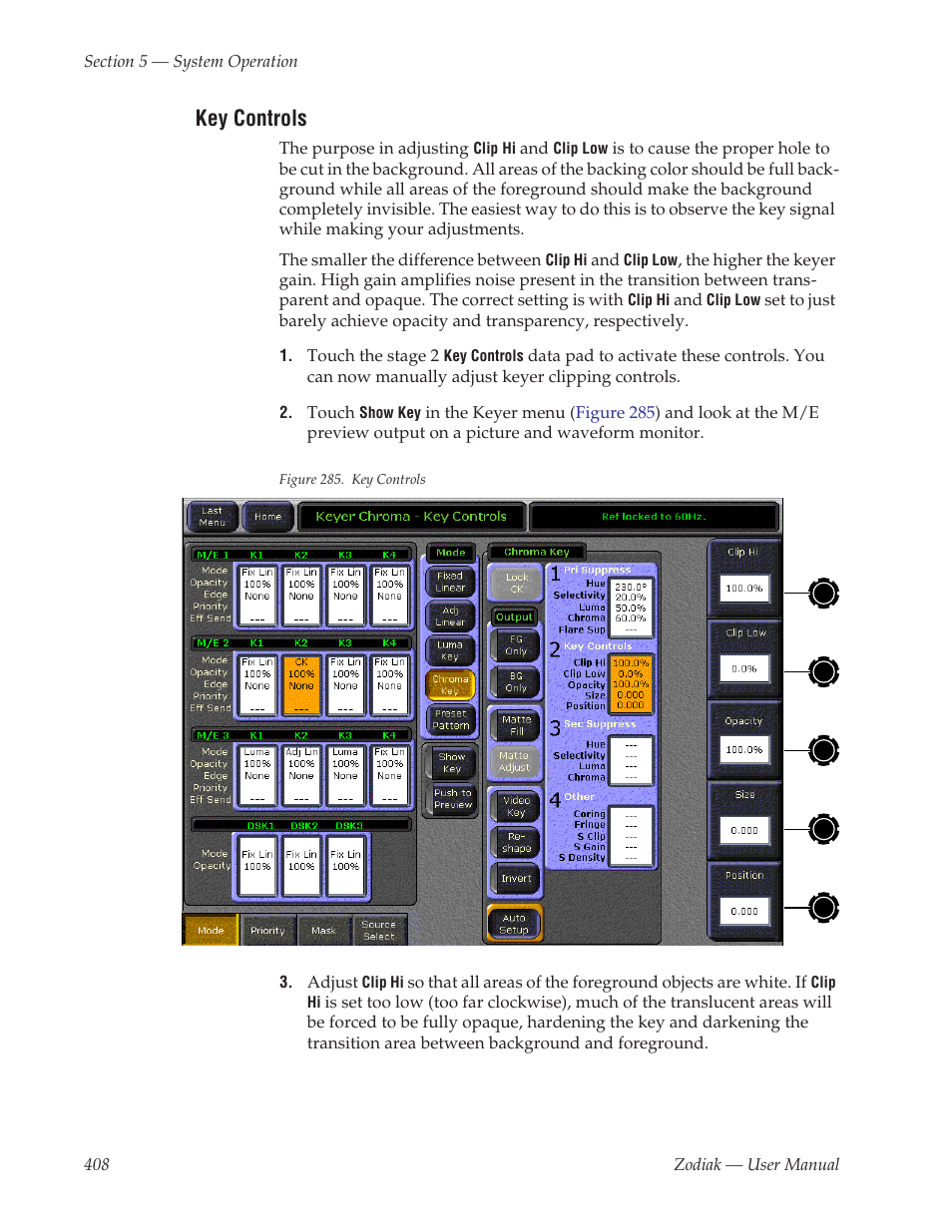 Key controls | Grass Valley Zodiak v.6.0 Mar 15 2006 User Manual | Page 408 / 494