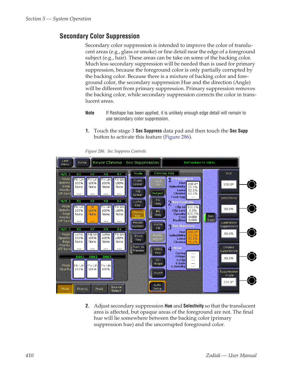 Secondary color suppression | Grass Valley Zodiak v.6.0 Mar 15 2006 User Manual | Page 410 / 494