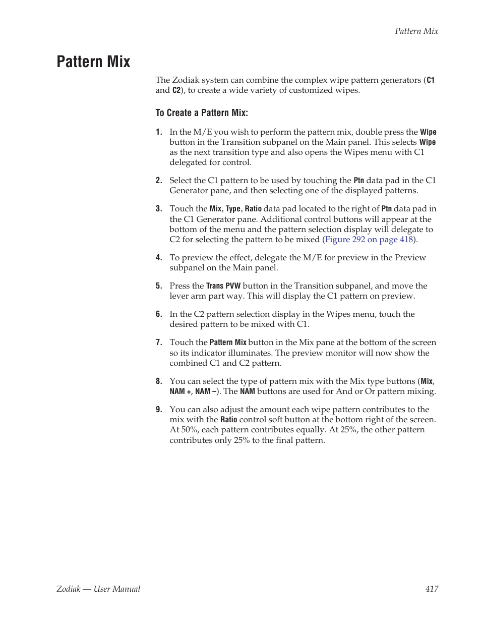 Pattern mix | Grass Valley Zodiak v.6.0 Mar 15 2006 User Manual | Page 417 / 494
