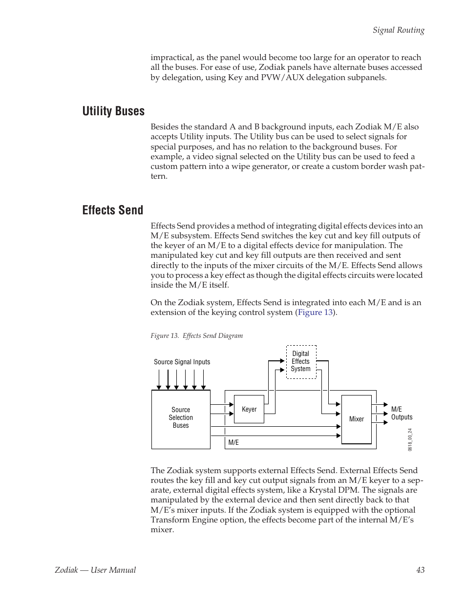Utility buses, Effects send | Grass Valley Zodiak v.6.0 Mar 15 2006 User Manual | Page 43 / 494