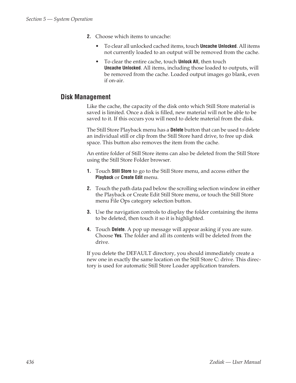 Disk management | Grass Valley Zodiak v.6.0 Mar 15 2006 User Manual | Page 436 / 494