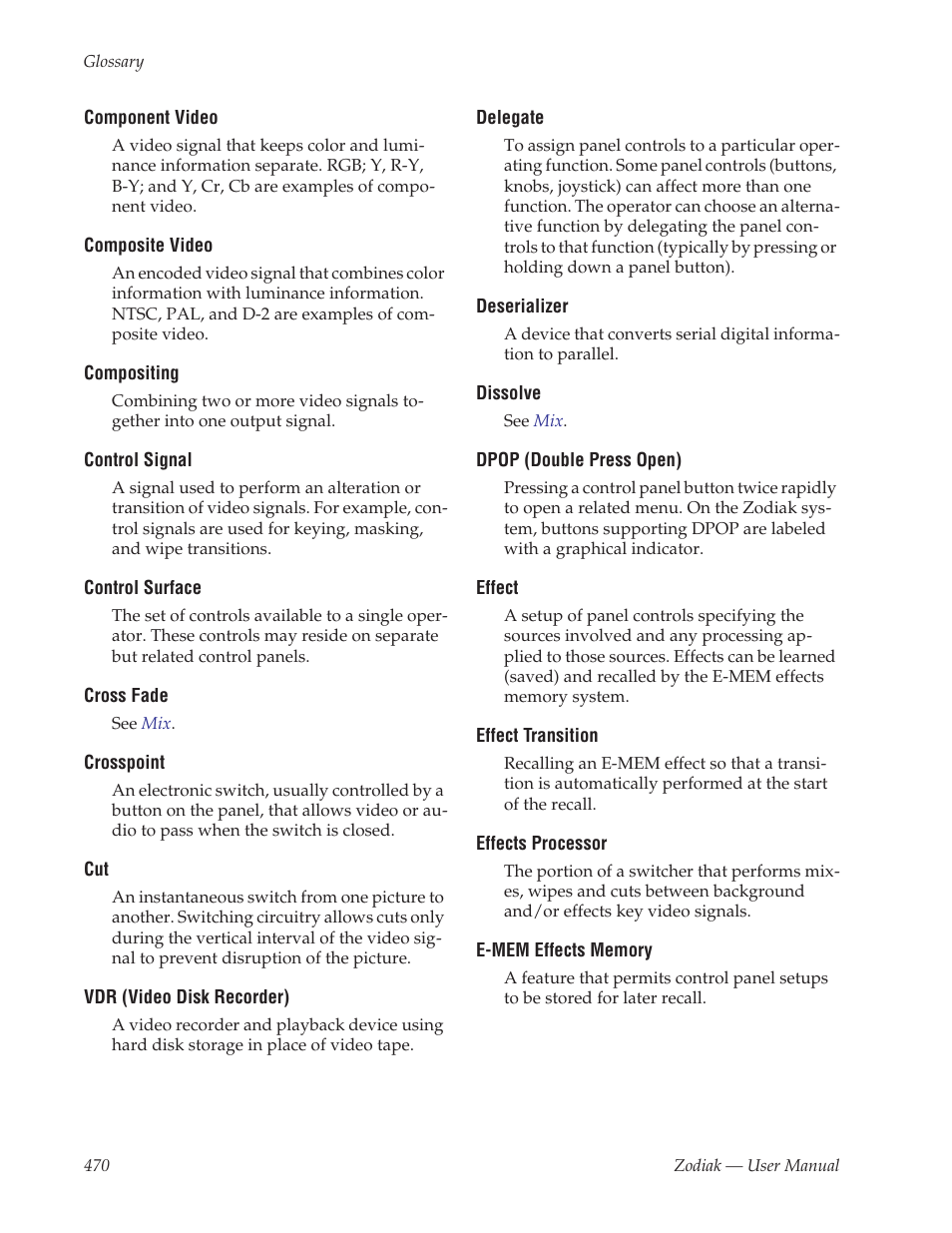 Grass Valley Zodiak v.6.0 Mar 15 2006 User Manual | Page 470 / 494