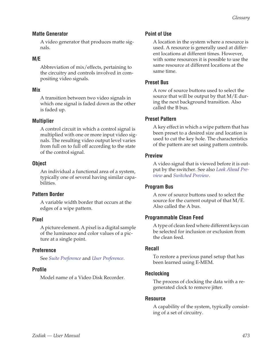Programmable clean feed | Grass Valley Zodiak v.6.0 Mar 15 2006 User Manual | Page 473 / 494
