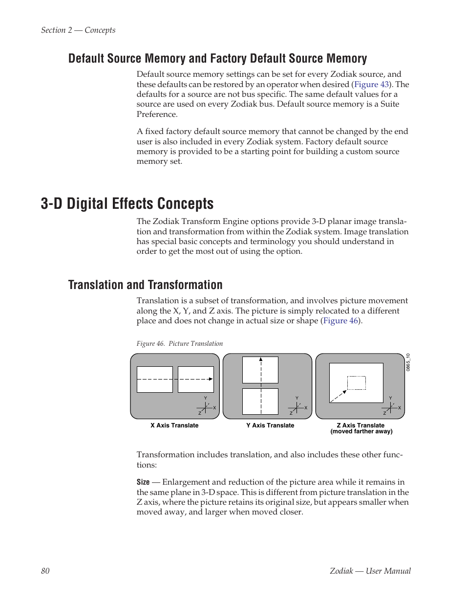 D digital effects concepts, Translation and transformation | Grass Valley Zodiak v.6.0 Mar 15 2006 User Manual | Page 80 / 494