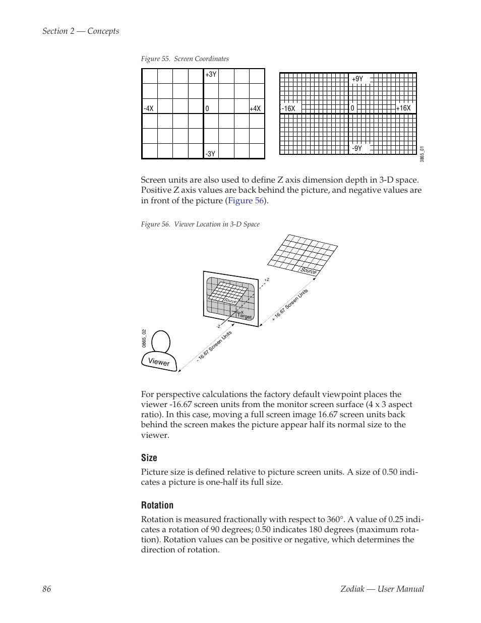 Size, Rotation | Grass Valley Zodiak v.6.0 Mar 15 2006 User Manual | Page 86 / 494