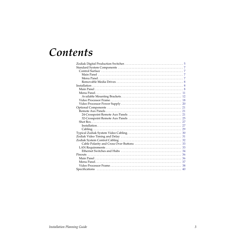 Grass Valley Zodiak Installation Planning Guide User Manual | Page 3 / 41
