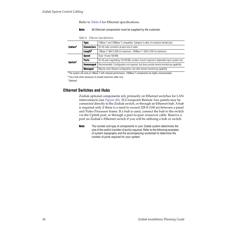 Ethernet switches and hubs, Ethernet switches and hubs on | Grass Valley Zodiak Installation Planning Guide User Manual | Page 34 / 41