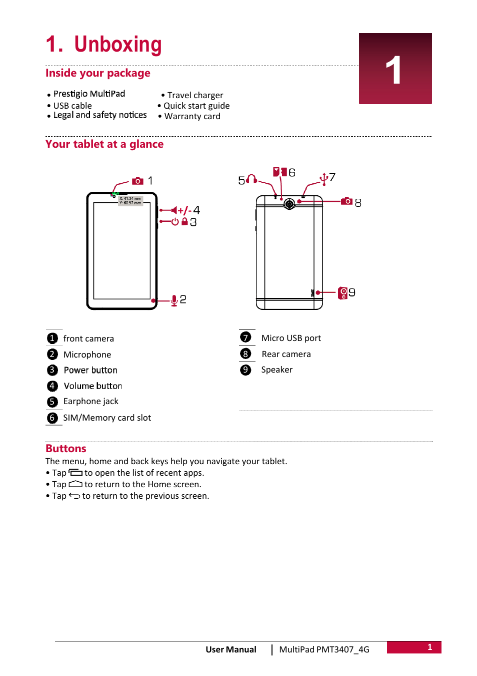 Unboxing | PRESTIGIO MultiPad Wize 3407 PMT3407 User Manual | Page 5 / 40