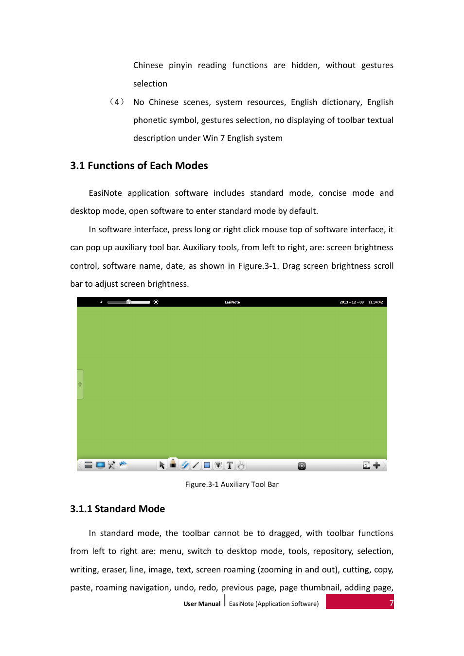 1 functions of each modes, 1 standard mode | PRESTIGIO EasiNote User Manual | Page 10 / 98