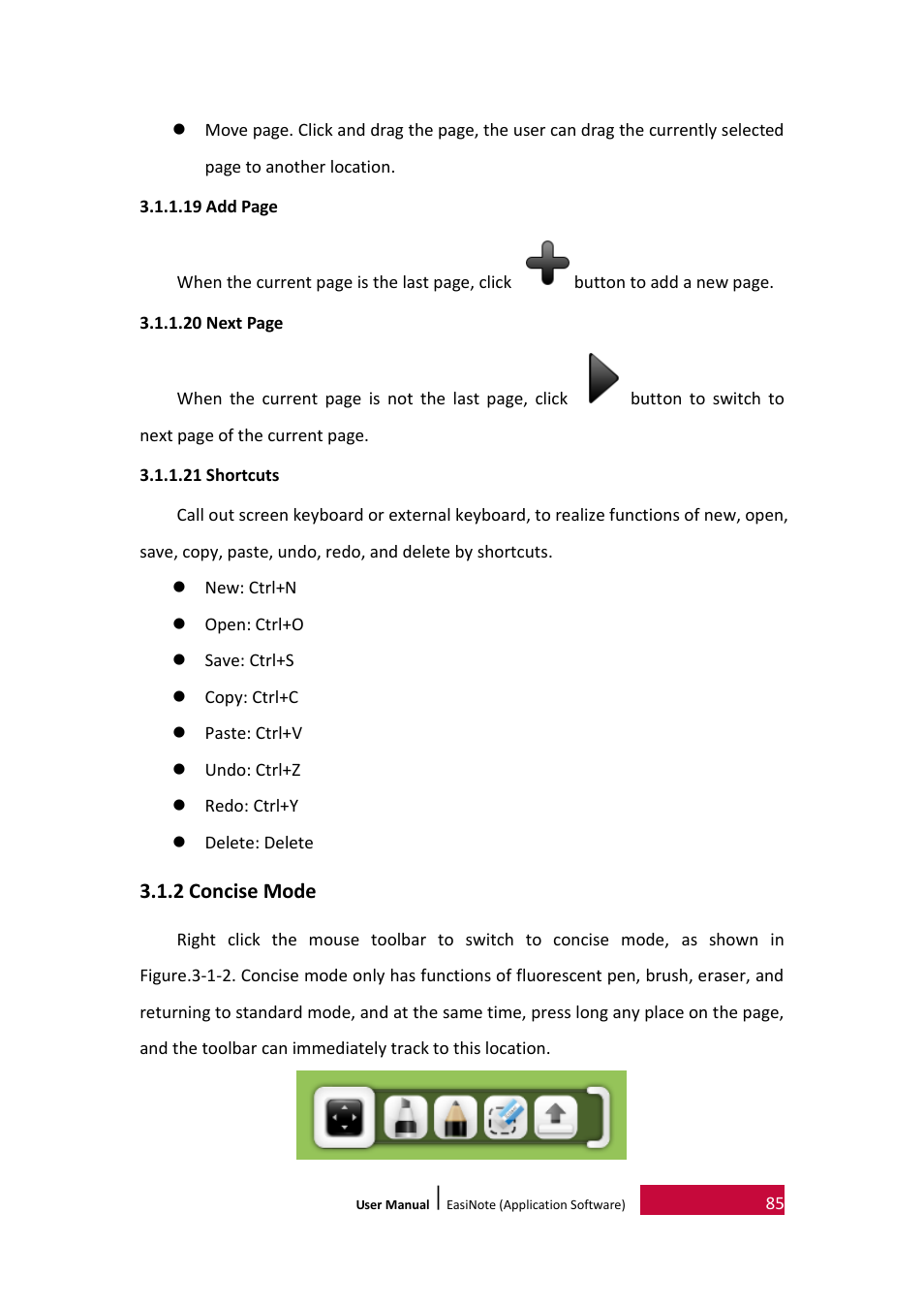21 shortcuts, 2 concise mode | PRESTIGIO EasiNote User Manual | Page 88 / 98
