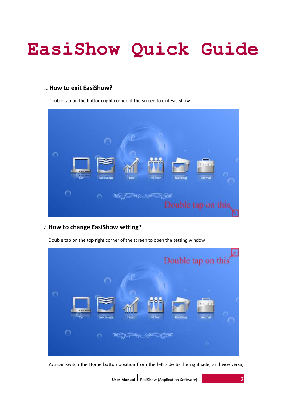How to exit easishow, How to change easishow setting, Easishow quick guide | PRESTIGIO Multiboard G98 User Manual | Page 3 / 7
