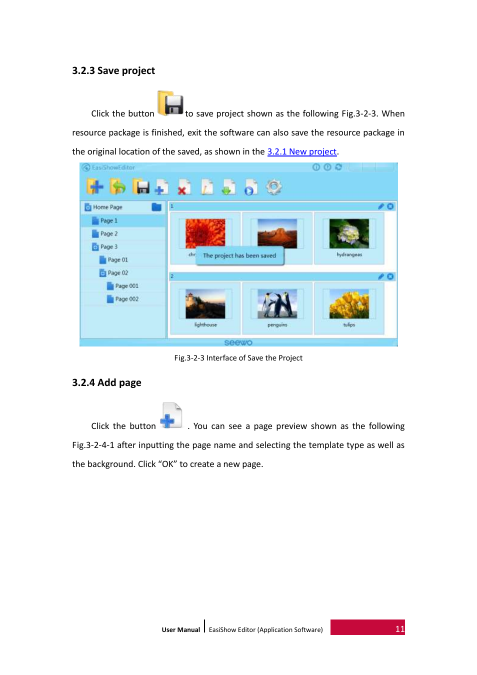 3 save project, 4 add page | PRESTIGIO EasiShow Editor User Manual | Page 14 / 30