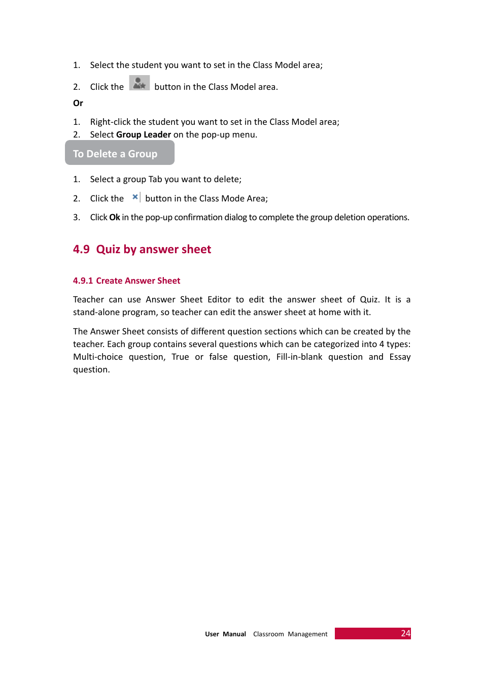 9 quiz by answer sheet, 1 create answer sheet, Quiz by answer sheet | Create answer sheet | PRESTIGIO Multiboard G98 User Manual | Page 27 / 58
