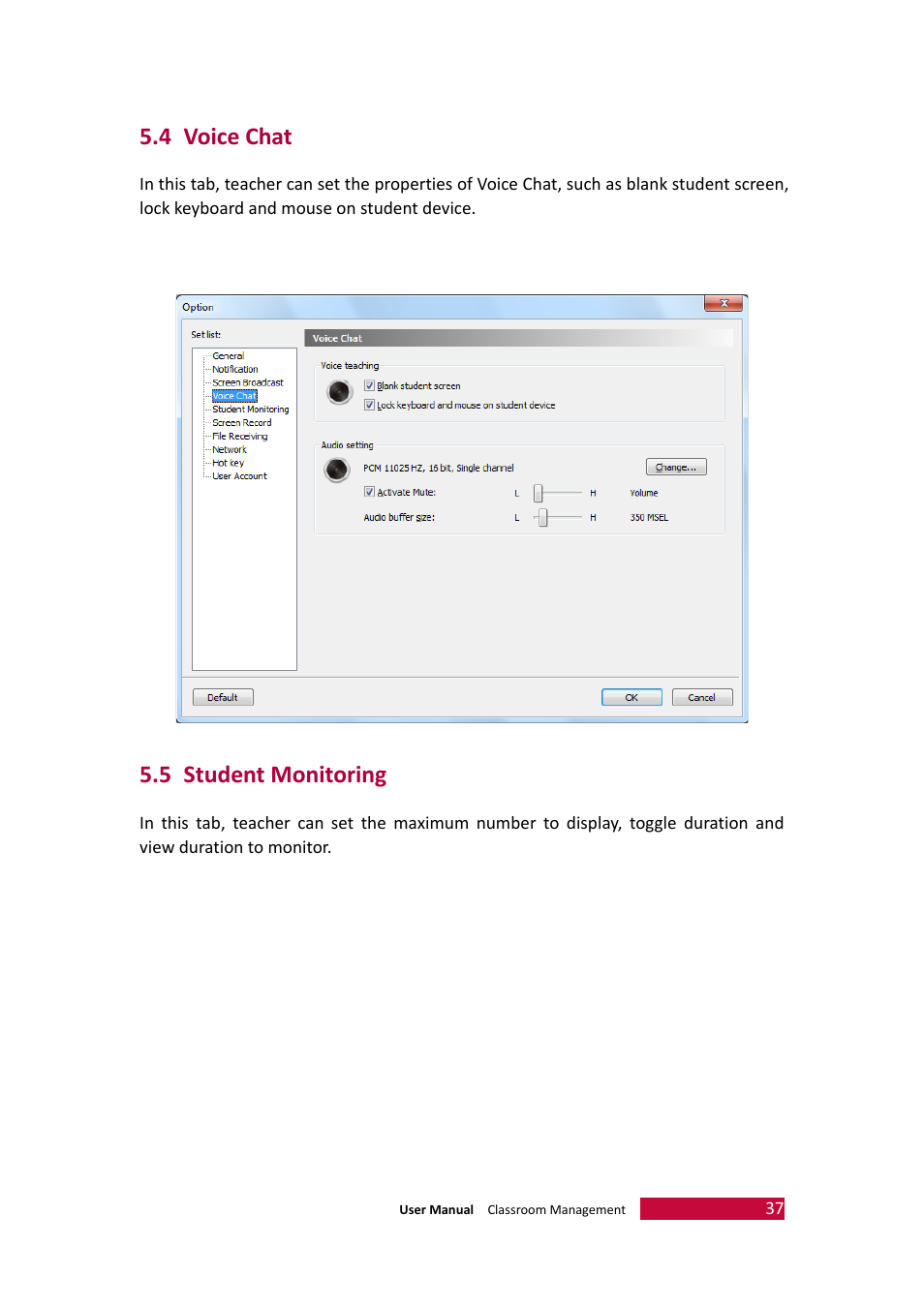 4 voice chat, 5 student monitoring, Voice chat | Student monitoring | PRESTIGIO Multiboard G98 User Manual | Page 40 / 58