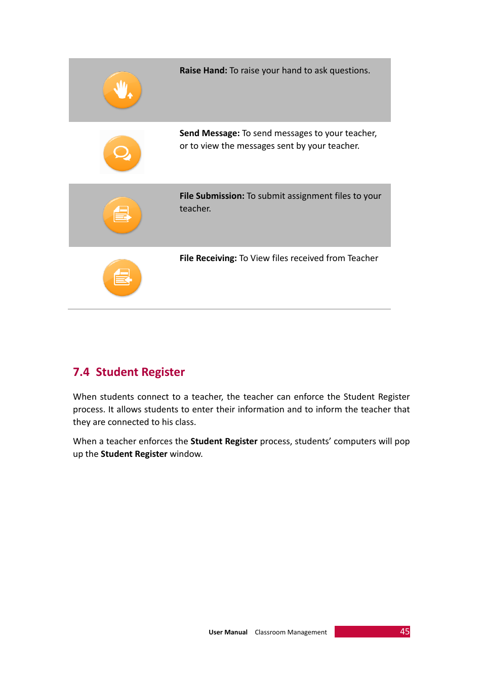 4 student register, Student register | PRESTIGIO Multiboard G98 User Manual | Page 48 / 58