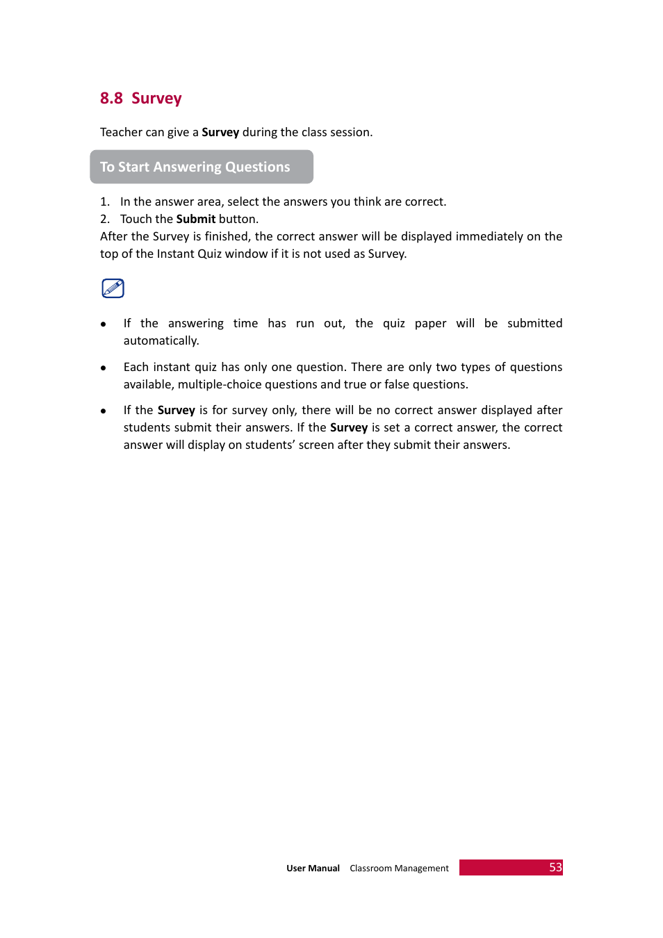 8 survey, Survey | PRESTIGIO Multiboard G98 User Manual | Page 56 / 58