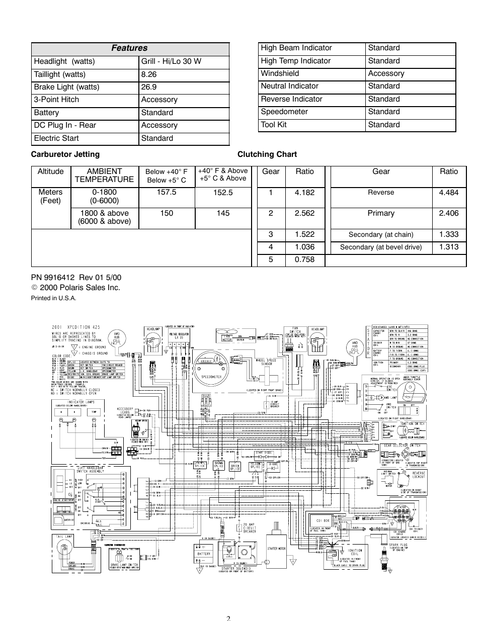 Polaris 2001 ATV Xpedition 425 User Manual | Page 2 / 2
