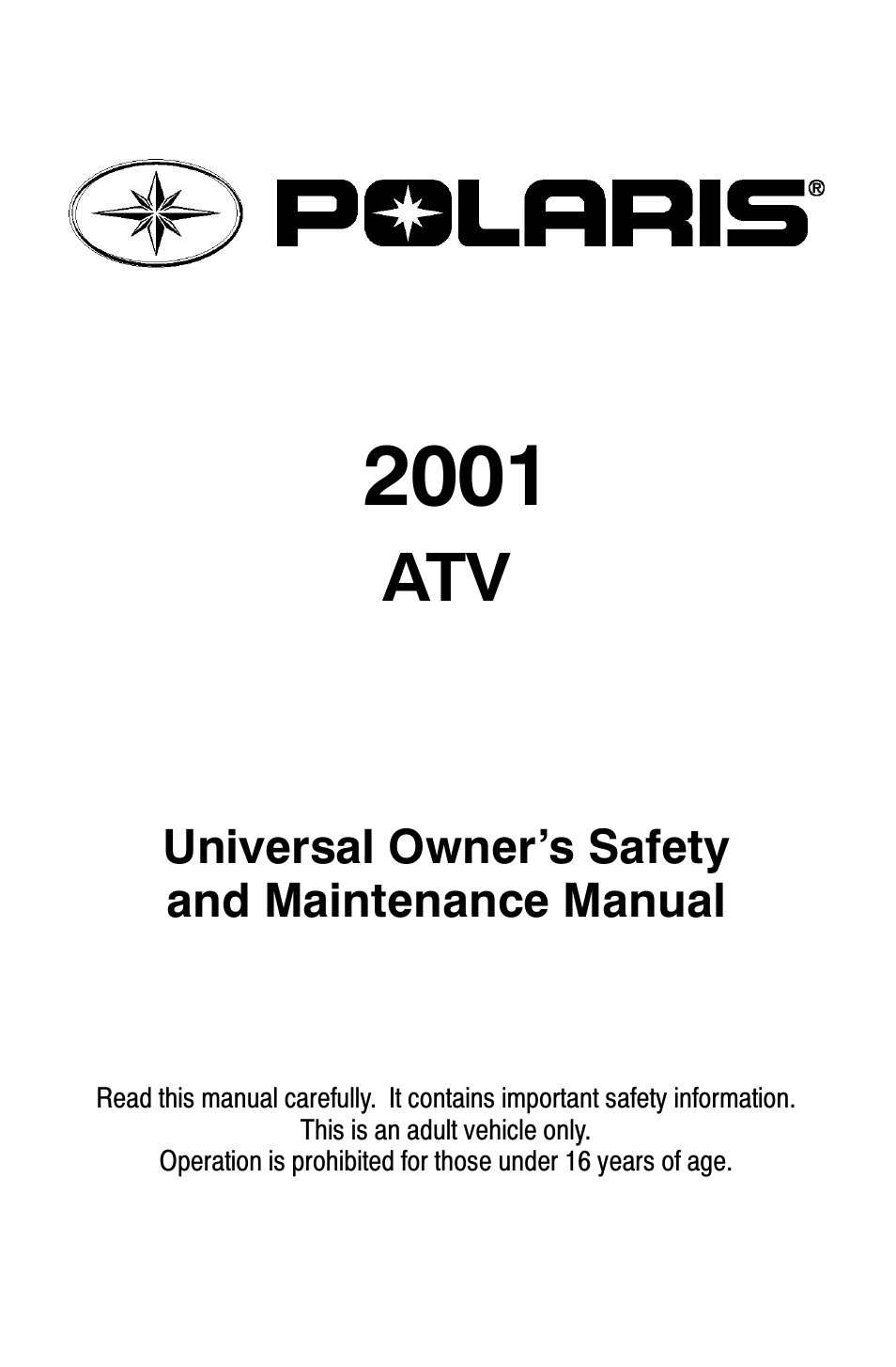 Polaris 2001 ATV Universal ATV User Manual | 189 pages