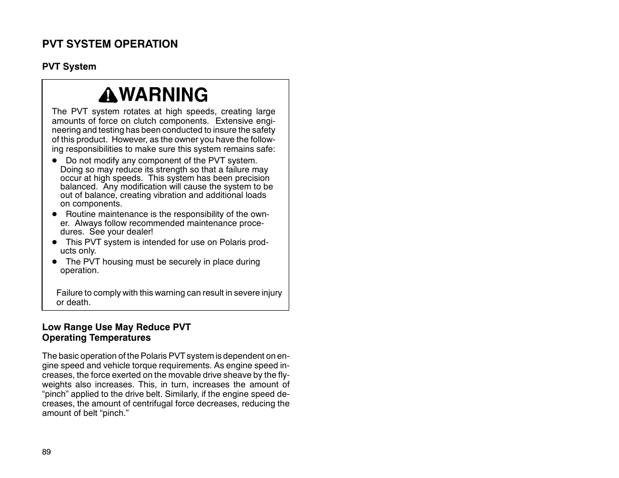 Polaris 2001 ATV Universal ATV User Manual | Page 100 / 189