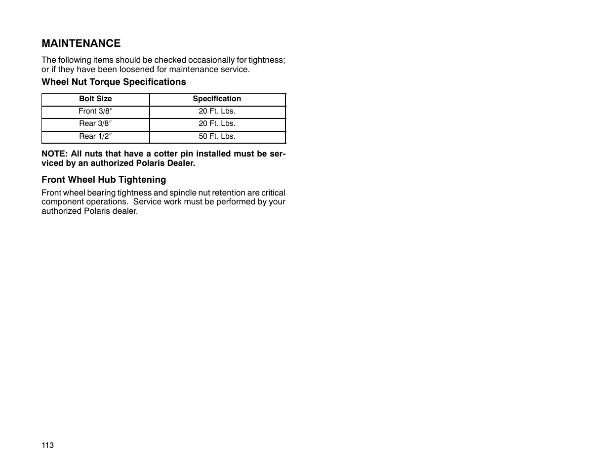 Polaris 2001 ATV Universal ATV User Manual | Page 124 / 189